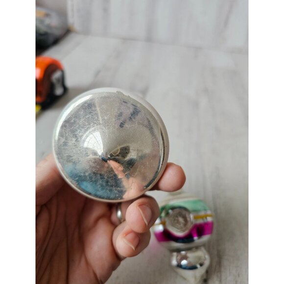 Vintage radko shiny Brite UFO striped red green tree ornament mercury glass refl - Picture 7 of 14